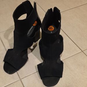 Donald J. Pliner Black Open-Toe Heeled Boots